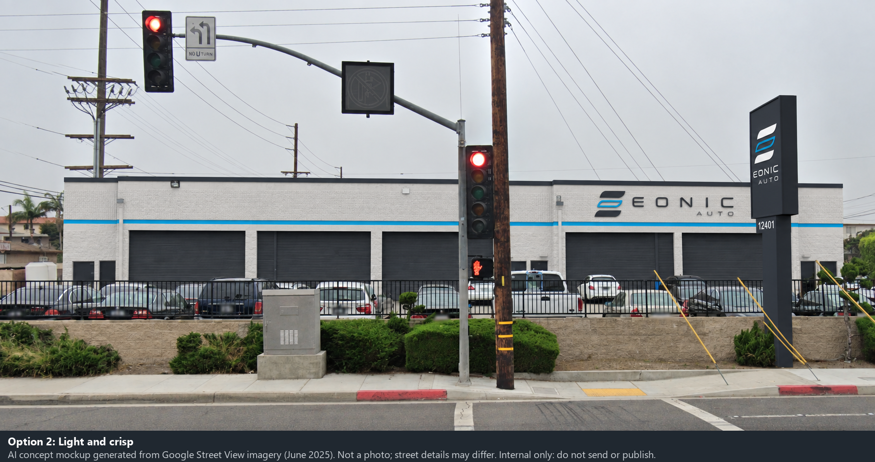 Option 2: light and crisp. One of six exterior concepts and mockups for discussion